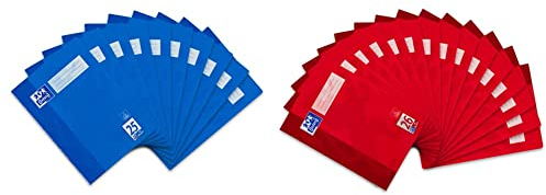 Oxford Schulheft A4, 32 Blatt, Lineatur 25, liniert mit Rand, 10 Stück & Schulheft A4, 16 Blatt, Lineatur 26, kariert mir Rand, 15 Stück