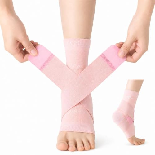 ABIRAM Ankle Brace for Men & Women - Adjustable Compression Sleeve with Wrap, Ion-Matrix Support for Sprained Ankle, Plantar Fasciitis, Achilles Tendonitis Relief - Breathable Gear for Running, Sports