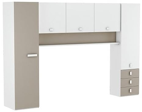 möbelando Kleiderschrank >Tidy< in Weiss/ton aus Holzwerkstoff - 304x203x54cm (BxHxT)
