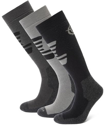 TOG24 Bergenz Padded Ski Socks - Targeted Cushioning, Non-Slip Grip Cuffs, Reinforced Toe & Heel, Elastic Arch & Ankle Support - 3 Pack (Men's & Women's)