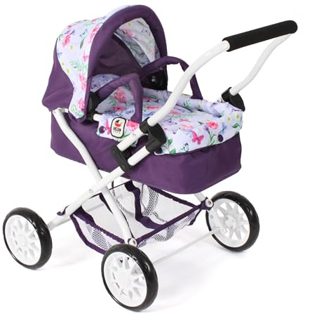 Bayer Chic 2000 - Passeggino per bambole Smarty, piccolo passeggino per bambini dai 2 anni in su, fiori, lilla