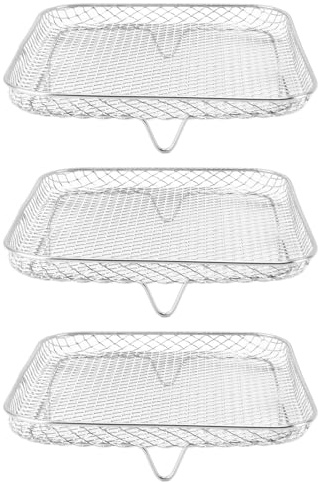 3-teiliges Frittiergestell-Set, Stapelbarer Mehrlagiger Dörrständer aus Edelstahl 304, 20,3 cm Großes Frittierzubehör für für Instant (Quadrat)