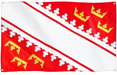 Runesol Bandera de Alsacia, 91x152cm, 3ft x 5ft, 4 Ojales, Ojal en Cada Esquina, Grand Est, Alsaciana, Banderas Premium, Interior, Exterior, Colores Vivos