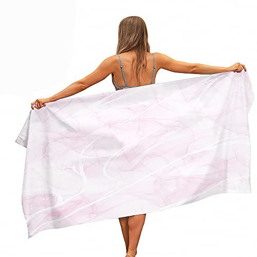 Treer 3D Marmor Strandtuch, Mikrofaser Handtuch, Sanddicht Sporthandtuch, Badetuch Groß, Schnelltrocknendes Handtuch für Sport,Camping (Rosa,70x150 cm)