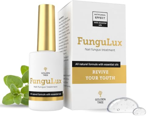 Golden Tree FunguLux – Gel de soin des ongles aux huiles essentielles – pour ongles des mains et des pieds, formule transparente à séchage rapide, 10 ml