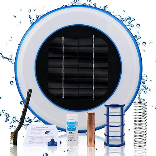 Solar-Pool-Ionisator, Kupfer-Silberionen-Schwimmbadreiniger, Algenbeständigkeit, niedrigerer Chlorgehalt, Outdoor-Schwimmwasserreiniger, Silberionen-Poolreiniger, um den Pool sauber und klar zu halten