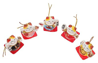 Alipis 5 Pz Ornamento Gatto Fortunato Ornamento Per Auto Progettato Da Gatto Fortunato Che Saluta Da Tavolo Per Gatti Domestico Gattino Stoffa