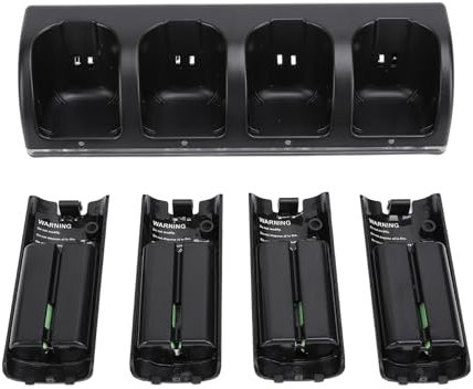 XUMIUZIY 4 in 1 Ladestation für - und U Fernbedienung, Fernbedienungs Akkuladegerät mit 4er Pack 2800 mAh + Fernbedienungs Ladestationsbasis (Black)