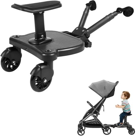 BJTDLLX Planche Poussette Universelle, Buggy Board avec siège Marche Pied Poussette, Marchepied pour poussette pour 3 à 7 ans, charge maximale : 25 kg