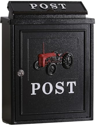 SENYAKI Letterbox Villa Letter Box Rain-Proof Old-Fashioned English Villa Mailbox Outdoor Mailbox Creative Letter Box Inbox post box(Tractor red)