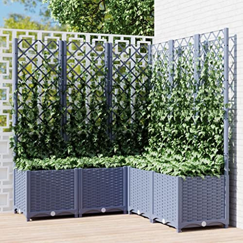Maison et jardin, pelouse et jardin, jardinage, pots et jardinières - jardinière avec treillis bleu gris 120 x 120 x 136 cm PP