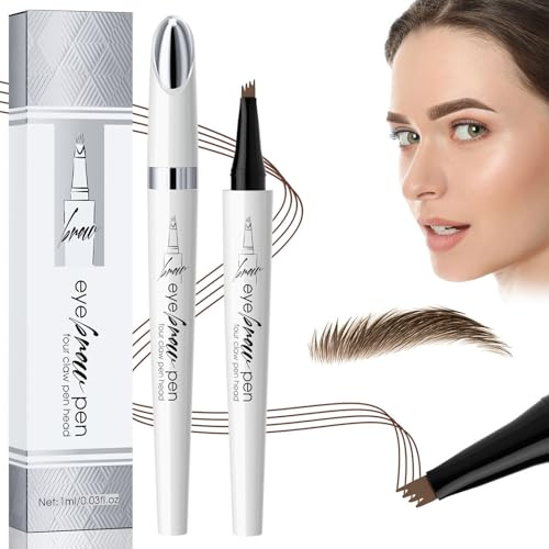 2025 Neu Augenbrauenstift Wasserfest, Magischer Microblading Augenbrauenstift Dunkelbraun Eyebrow Pencil mit 4 Gabelspitze Applikator, Erzeugt Mühelos Natürlich Aussehende Brauen (01# Hellbraun)