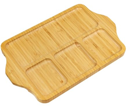 Qaixwuyi Bambus Snack Serviertablett Snackbox Snackschale Servierschale Tablett Snack Aufbewahrungsbox Snackteller Snackdose Organizer für Süßigkeiten Gemüse Obst Nüsse Picknick