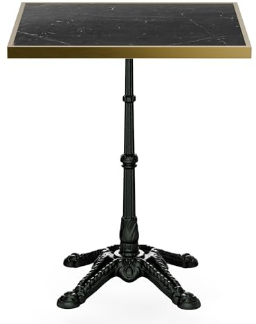 blumfeldt Table Bistrot en Marbre – 60x60 cm, Art Nouveau Design, Plateau en Marbre Véritable, Base Trépied en Fonte, Résistant Aux Intempéries, pour Intérieur & Extérieur