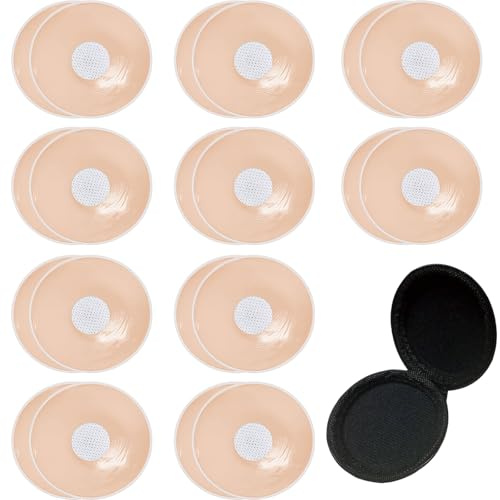 GWAWG 10 Paires Cache-Tétons en Silicone Réutilisables, Invisibles et Étanches pour Femme, Confort Ultra-Doux, Auto-Adhésif, Parfait sous Tous Les Vêtements