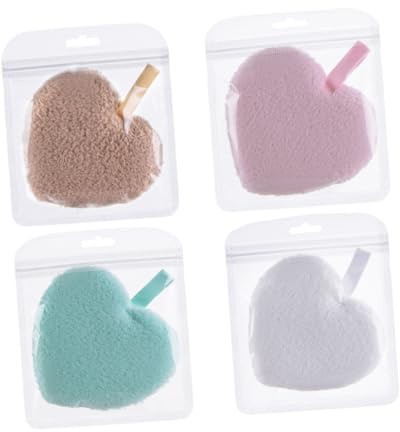CALLARON 4 Stück-pack Herzförmige Gesichtsschwämme zur Make Up Entfernung Waschbare Reinigungspads aus Hautfreundlichem Material Wiederverwendbar für Tägliche Gesichtsreinigung
