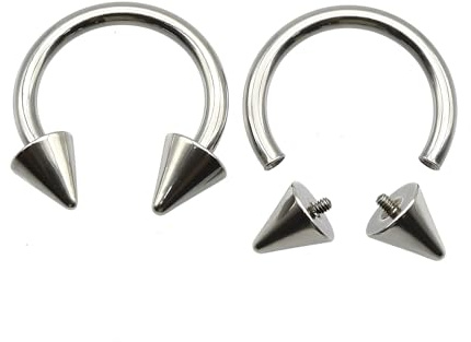 Hufeisenring aus Edelstahl, für Septum, Nase, Helix, Daith, Ohrpiercing, Schmuck, Innengewinde, kreisförmige Barbells 12G/2mm-00G/10mm, 10-19mm, 2 Stück
