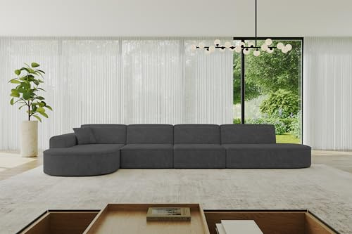 ALTDECOR Ecksofa in L-Form MARI-L3 413x171x79,5 - Dunkelgrau | Corner Sofa Bett Eckcouch Couch Wohnlandschaft Cauchsofa