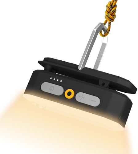 BougeRV Campinglampe AL01, Sensorlicht, Bis zu 48 Std. Laufzeit, Schwarz | 380LM, 3200mAh, Aufladbar, 5 Helligkeitsstufen, 4 Lichtmodi, Camping laterne mit Haken und Magnet für Camping und Notfälle