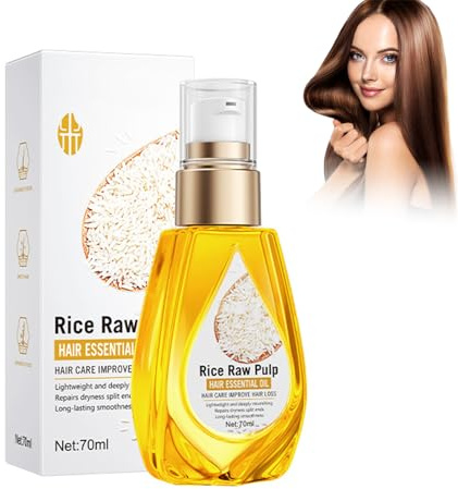Olio per capelli, 70 ml, olio per capelli con estratto di riso, olio per la cura dei capelli per la crescita sana dei capelli, olio di acqua di riso, per la crescita dei capelli, forza, lucentezza per