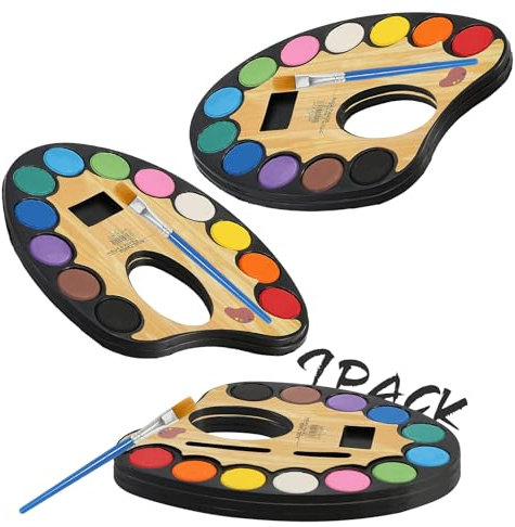 CSH 7er Set mit Aquarellfarben (in einer Schale mit 12 Farben), enthält 7 Pinsel, 7 Einweg-Überalls sowie wasserschützende Aquarellfarben