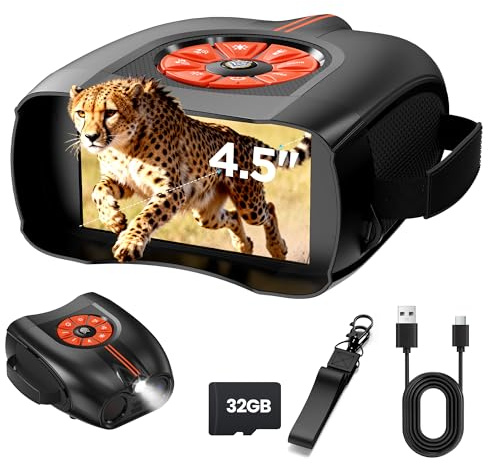 4K Profesionales Prismaticos Vision Nocturna: Gafas Infrarrojos Visión Nocturna para Caza 10x Zoom 4.5 IPS Pantalla - Regalos para Hombres Papá Esposo - Largo Alcance Binoculares