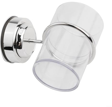 Qualoramall Porte-brosse à dents à ventouse avec gobelet en plastique transparent, résistant à la rouille, organisateur de tasse de salle de bain pour petits accessoires, finition chromée, 8 x 15 x 1