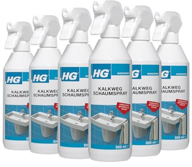 HG Kalkweg Schaumspray – Kalkreiniger gegen Kalk & Wasserflecken – Bad & Sanitär – 6er Set