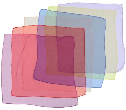 Abaodam Lot de 6 Foulards Carrés pour Garçon et Filles, Foulards de Jonglage aux Couleurs Bonbon, Tissu Doux Résistant, Accessoires pour Danse et Spectacles de Jonglerie