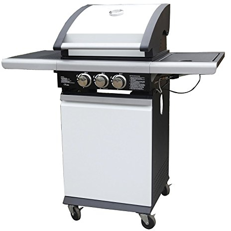 Patton Patio Chef 2 + Barbacoa Barbacoa 8000W Gas natural, Carro, Acero inoxidable, Blanco, Rectangular