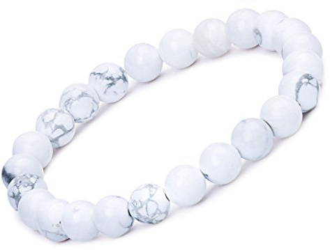 Unendlich U Pulsera Budista de la Marca Elástica para Mujer Hombre Pulsera de Perlas de 9mm Pulsera de Energía Stretch Terapia Yoga Meditación, Blanco