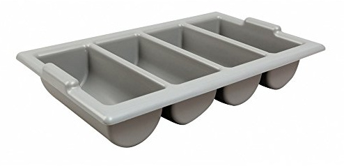 Beaumont Plastic Cutlery Tray, Grey 330x533mm - Deep Comparments, Wipeable, Cutlery Organiser for Restaurants, Hotels, Catering | Organises high-volume cutlery in hotels, restaurants, and catering setups; speeds up clean-ups and service prep.