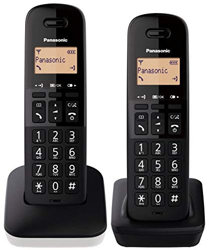 Panasonic KX-TGB612 Teléfono Inalámbrico Digital, Unidad Base y 2 Auriculares Identificador Y Bloqueador de Llamadas, Volumen Optimizado Del Receptor, Resistente A Golpes, Pantalla LCD Blanco y Negro
