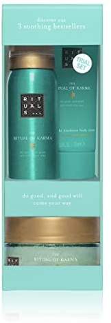 RITUALS Geschenkset von The Ritual of Karma, Probierset - Mit sommerlichem heiligem Lotus & weißem Tee - Feuchtigkeitsspendend, kühlend, blau, 3.0 stück, 0.77 pounds