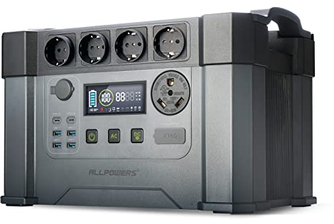 ALLPOWERS S2000 Pro Tragbarer Powerstation 1451Wh, MPPT Solar Generator mit 4x 2400W AC-Steckdosen, 0–100% inner 1,5 Stunden Schnelllade Mobiler Stromspeicher für Wohnmobil, Reisen, Camping, Outdoor