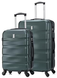 CELIMS - Set Valise Cabine avec Valise Grande Taille | Bagages Cabine + Valise Soute 23kg | ABS Rigide et Légère | Cadenas Intégré | Vert