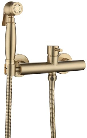 Handbrause FüR Waschbecken Gebürstetes Gold Bidet Handbrause Toilette Bidet Handbrause FüR Toilette Warm Kalt Komplett Aus Kupfer,Gebürstetes Gold,8,5 Cm Lochabstand