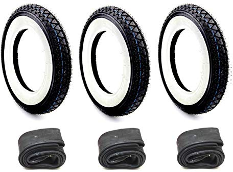 3x Weißwand Reifen & Schlauch Set 3.50-10 K333 51J – passend für Vespa PX 125 150 200, Ape – Klassisches Design