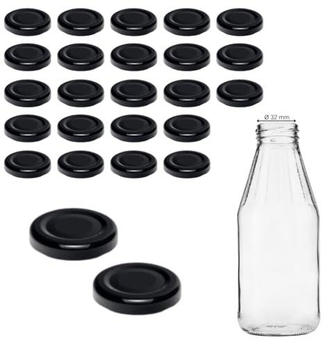 mikken 25 lock TO43 4,5 cm för glasflaska Twist-Off reservlock skruvlock för mjölkflaskor och juiceflaskor färg svart