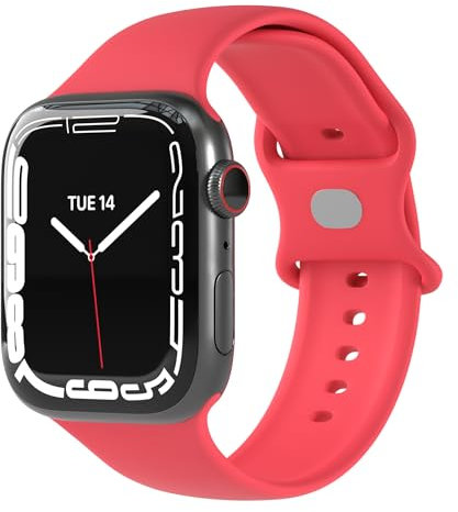 EAZY CASE Sport Armband für Apple Watch 38mm / 40mm / 41mm / 42mm verstellbares Silikon Ersatzarmband Sport Loop Band für Apple Watch Serie 11 10 9 8 7 6 5 4 3 2 1 SE für Damen Herren Rot