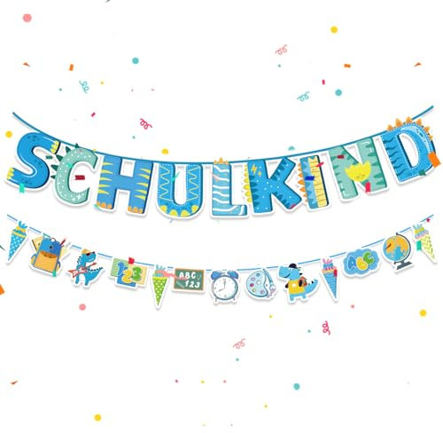 Einschulung Girlande Deko Junge 2025- Einschulung Girlande Hänge Deko Schuleinführung Schulanfang Deko Banner, Schulkind Party Deko für Junge Mädchen Einschulungsfeier Schulstart Klassenzimmer Deko