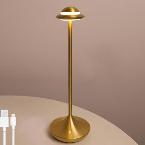 Lampada da tavolo moderna a LED Lampada da tavolo senza fili a batteria dimmerabile Interruttore a sfioramento UFO Design Lampada da tavolo USB C Lampada da comodino ricaricabile Lanterna portatile