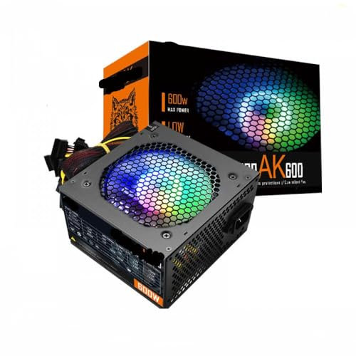 AK 600W Power Supply Unit Compatible with Desktop PC With Quiet 120mm RGB Fan 24pin 12V ATX Compatible Compatible with BTC