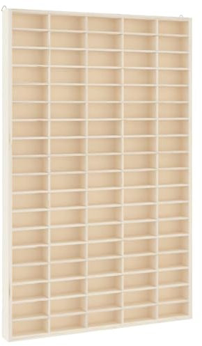 Elegans samlarvitrin av plywood med 90 fack – vägghylla för samlarobjekt, 50,5 x 4,5 x 79 cm – snygg trähylla för vardagsrum eller kontor