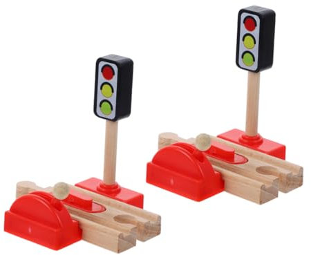 WEKAMOS 2 Stück Holz Eisenbahn Zubehör Mit Hebel Bahnschranke Kinder Spielzeug Kreatives Holzszenenspielzeug Für Zuhause Und Kindergarten