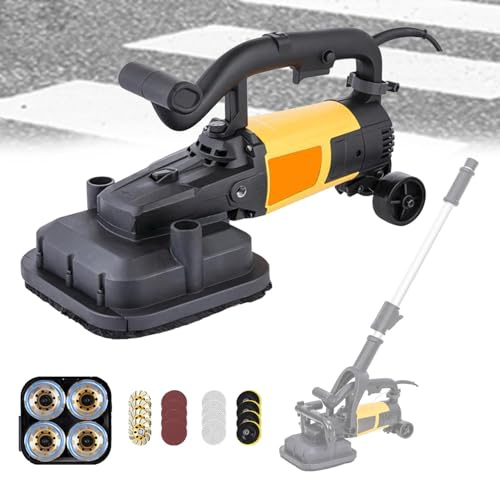 Juego De Pulidoras para Suelos De HormigóN De 4 Cabezales, Pulidora para HormigóN De 3800 W con Control De 6 Velocidades, Mango ErgonóMico De 6000 RPM, para Pulir HormigóN ExtensionPole