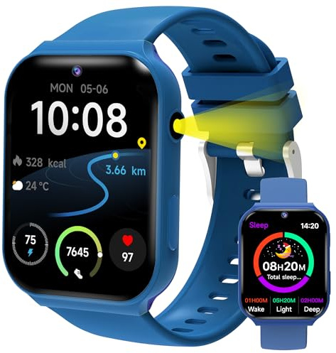 pmstuy Smartwatch Bambini – 18 Giochi Educativi (Matematica e Logica) con Fotocamera e Monitor del Sonno | Schermo Touch 1,83, Contapassi, Sveglia | Activity Tracker Regalo per Ragazze e Ragazzi