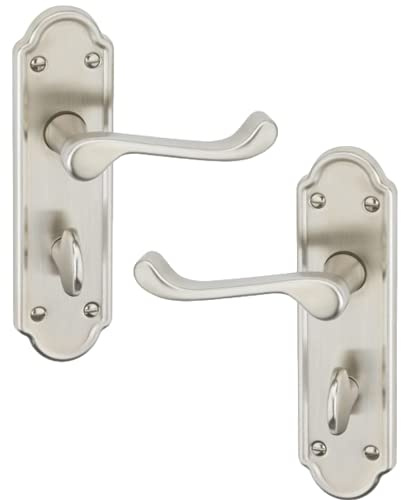 URFIC 14-100-455-05 Ashworth Satin Nickel Bathroom Modern Door Handle Set