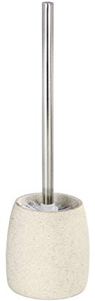 WENKO WC-Garnitur Mod. Goa, Toilettenbürstenhalter aus schwerem Kunststein (Polyresin) im natürlichen Stein-Look, inkl. Toilettenbürste mit auswechselbarem Bürstenkopf, Ø 11,8 cm x 38,5 cm, Beige