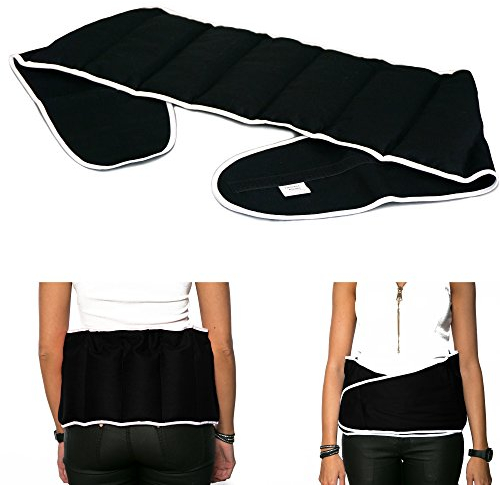Cojín térmico para la espalda con cierre, largo aprox. 135cm, negro. Faja térmica lumbar de semillas. Semillas de colza